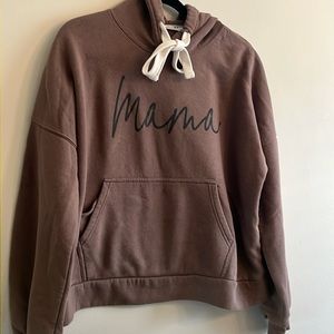 Women’s XL brown Zenana Mama hoodie sweatshirt with front pocket
